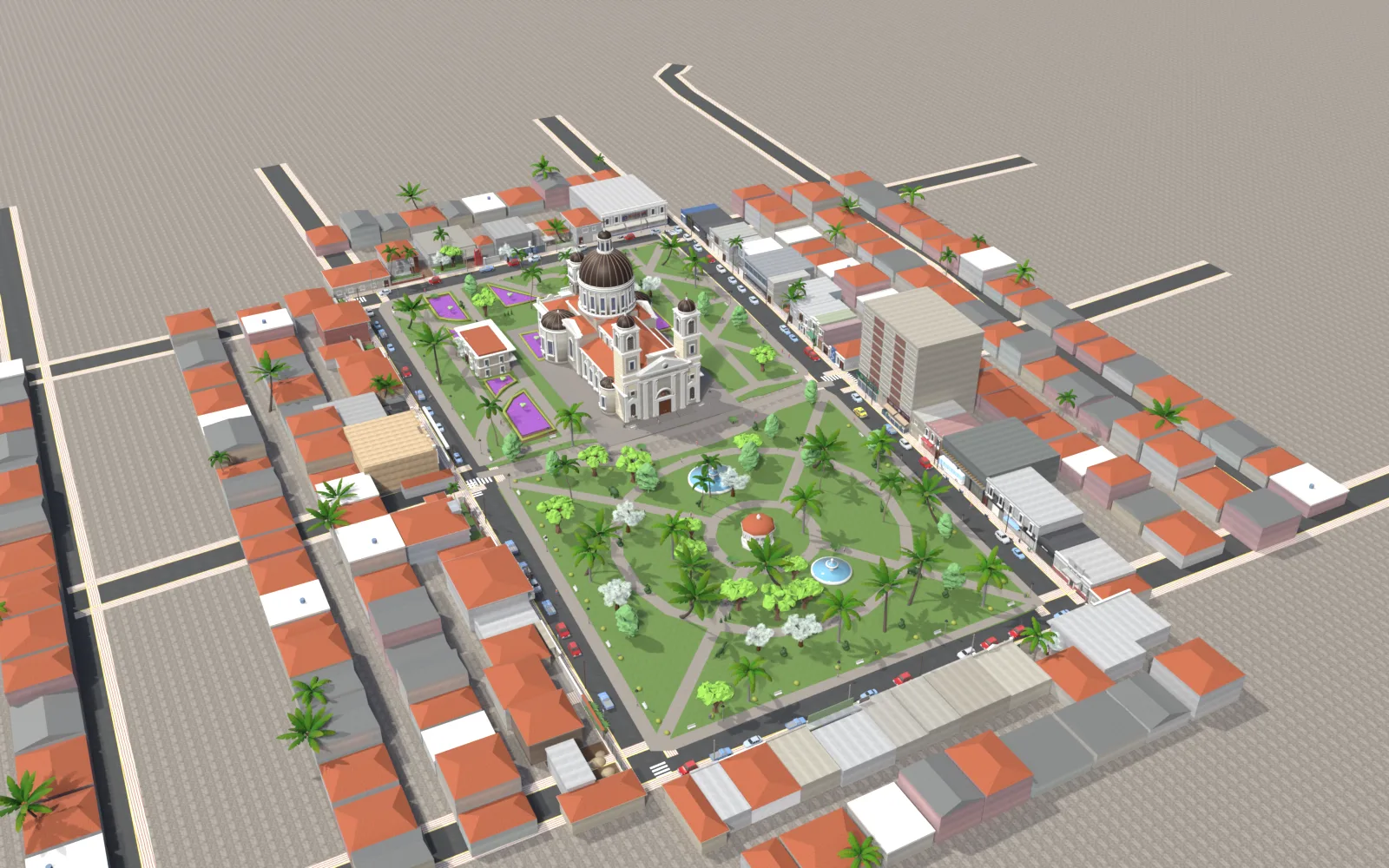 Fable's aerial reconstruction of the church and plazas